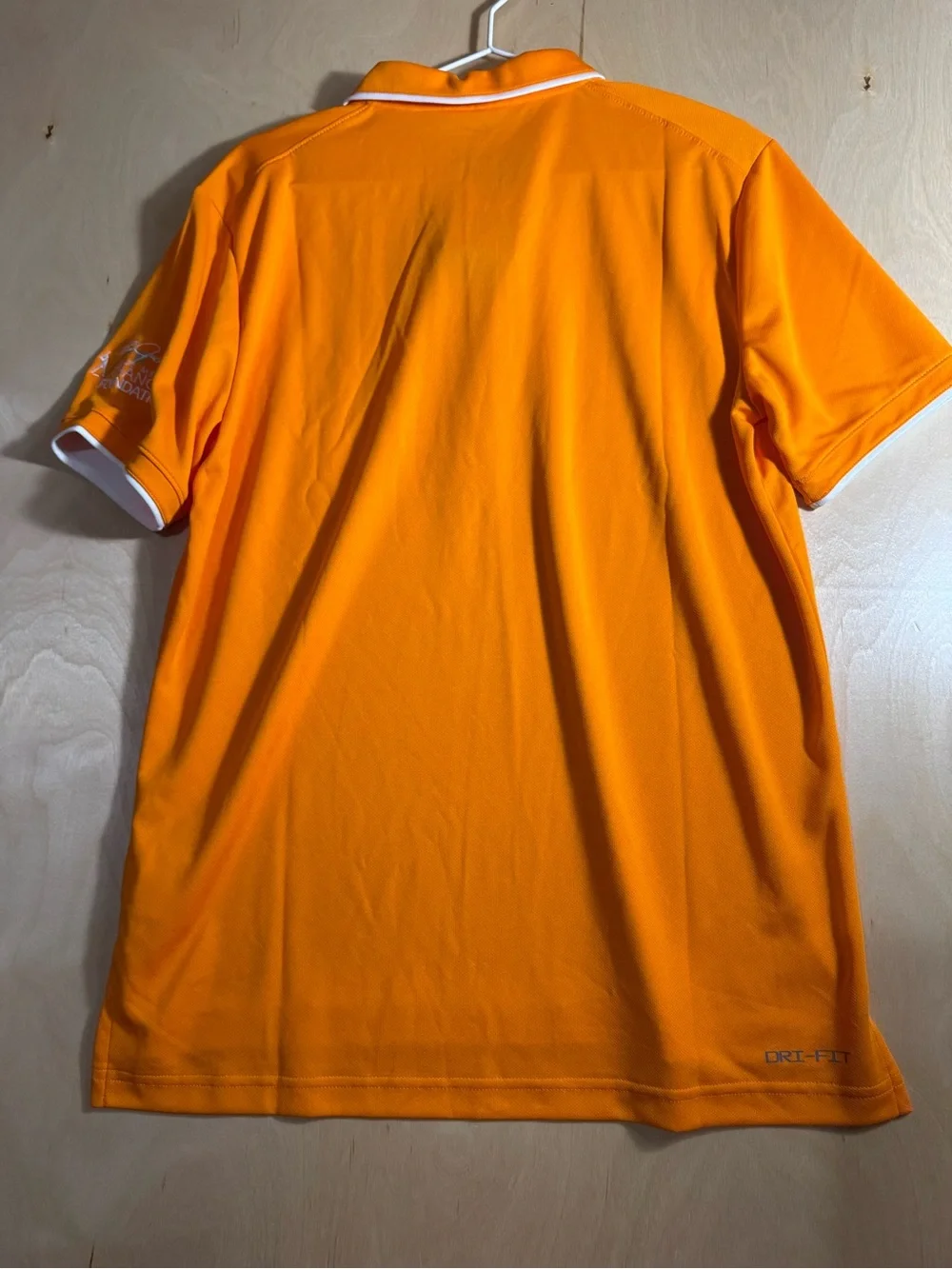 Nike Men's Bright Orange Polo with White Trim and Sleeve Logo Size Medium
